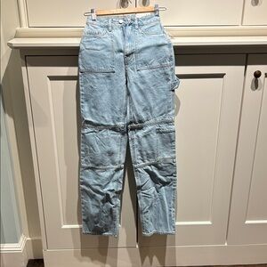 PAC Sun 90s Carpenter Boyfriend Jeans in Light Blue Size 22